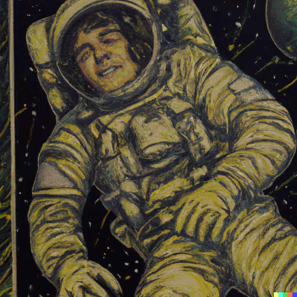 an astronaut, print by Bernie Wrightson